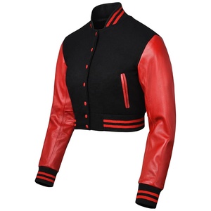 Nueva Chaqueta Universitaria Corta de Cuero para Mujer, Estilo Moderno, con Forro Suave, Manga Larga, Cierre de Botones, para Otoño - Product Image 3