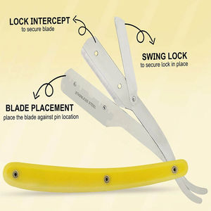 Cuchilla de seguridad de acero inoxidable con cabezal giratorio de plástico para adelgazar el cabello, precio mayorista, para salón de belleza, logotipo personalizado - Product Image 3