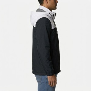 Men's Black And <b>White</b> Hooded Performance <b>Jacket</b> Lightweight Full Zip Windbreaker Outdoor Travel Rain Shell Outerwear - Product Image 6