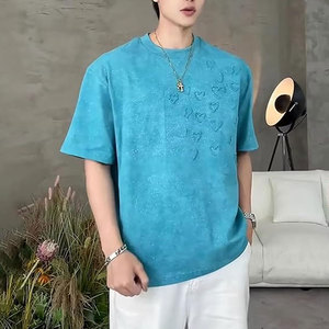 เสื้อยืดน่ารักสไตล์ Y2K สำหรับผู้ชายและวัยรุ่น ทรงหลวม ลายหัวใจนูน  แขนสั้น ใส่ได้ในฤดูร้อน แต่งประกายวิบวับ สไตล์สตรีทแวร์ ฮาราจูกุ - Product Image 3