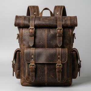 Mochila Enrollable de Cuero Genuino Hecha a Mano, Bolso para Portátil Vintage, Unisex, Impermeable, Mochila de Viaje, Algodón, Moda, LTBP-0001 - Product Image 1