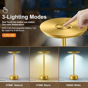 USB Rechargeable Cordless Desk Lamp 3 Color Modes &amp; Flexible Brightness Adjustment Touch <strong>Sensor</strong> <strong>Battery</strong> Powered <strong>Light</strong> Shade - Product Image 6