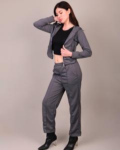 ชุดเซ็ตแทรคสูทผู้หญิงสองชิ้นสำหรับฤดูหนาว แบบสีพื้น เสื้อฮู้ดมีซิปและกางเกงจ็อกเกอร์ สวมใส่สบาย เข้าชุดกันได้ - Product Image 4