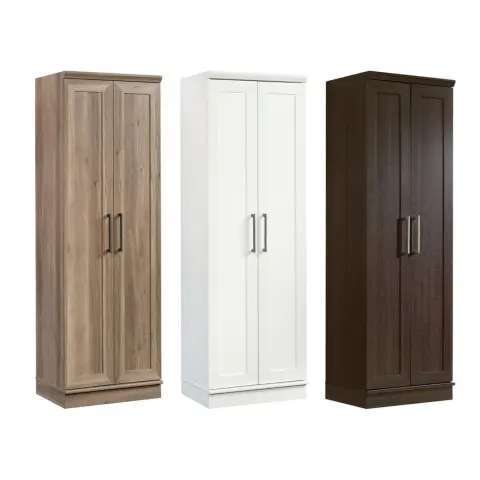 GOODFRIENDSHIP Armoire de cuisine moderne avec 2 portes étagères réglables Armoires de salon en bois blanc