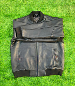 Men's Premium Genuine Leather Winter Bomber Jacket Custom Wholesale <b>Street</b> wear Zipper Varsity Style Coat - Product Image 6