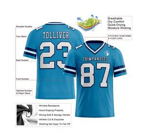 Maillot de football bleu marine ciel noir pour hommes et jeunes personnalisé en gros - Product Image 2