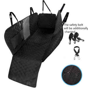 Housse de siège auto pour chien matelassée noire de qualité supérieure avec rabats latéraux, fenêtre en maille et poche de rangement, anti-UV, anti-rayures - Product Image 2