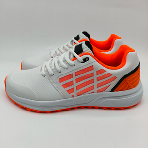 Chaussures de sport respirantes en synthétique à lacets blancs et oranges pour le cricket et l'entraînement en extérieur - Product Image 5