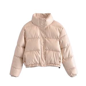 Veste courte à carreaux d'hiver 2025 pour femmes manteau élégant coupe-vent et fermeture à glissière avec col montant chaud rempli de Polyester - Product Image 6