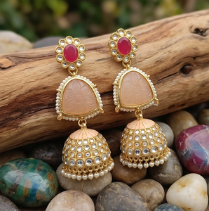 DIVYORO PEACH STONE JHUMKA - Product Image 4