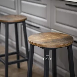 Repose-pieds rond rustique personnalisé minimaliste <span class=keywords><strong>tabouret</strong></span> <span class=keywords><strong>de</strong></span> <span class=keywords><strong>bar</strong></span> en bois sans dossier avec cadre en métal - Product Image 6