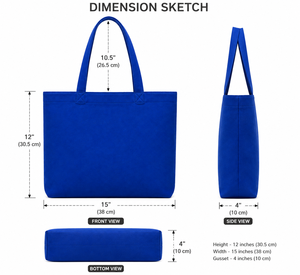 AMANI Blue Cotton <b>Canvas</b> Tote Bag Custom Logo Large Shoulder <b>Shopper</b> Bag Reusable Carryall for Retail Promotion All Seasons Gift - Product Image 2