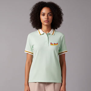 Top trending article 100% cotton ladies polo wholesale manufacturer custom 3D screen printed logo breathable women's polo <b>shirt</b> - Product Image 1