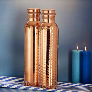 Elegant Hammered <b>Copper</b> <b>Drinking</b> <b>Bottle</b> Leakproof Hydration <b>Bottle</b> for Kitchen Dining Wellness and Travel - Product Image 2