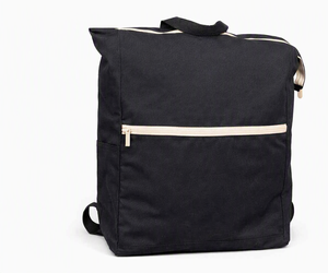Black Canvas <b>Drawstring</b> <b>Backpack</b> Zipper Shoulder Bag Casual Travel School Bag - Product Image 1