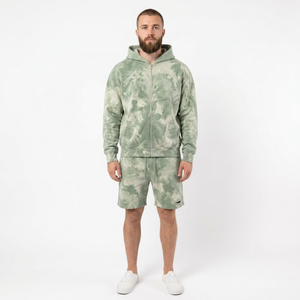 Custom <b>Men's</b> Pullover <b>Hoodie</b> <b>And</b> <b>Shorts</b> <b>Set</b> Brushed Fleece Two Piece Casual Outfit With Applique Branding Elastic Waist - Product Image 1