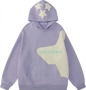 เสื้อฮู้ดดี้สีลาเวนเดอร์แบบยูนิเซ็กซ์ ทรงโอเวอร์ไซส์ ตกแต่งลายดาว ผ้าฝ้ายเฟรนช์เทอร์รี่ มีกระเป๋าหน้า เหมาะสำหรับใส่ในฤดูใบไม้ร่วง ราคาขายส่ง - Product Image 1