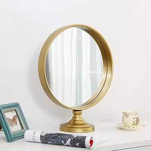 Espejo de mesa metálico con soporte, espejo de maquillaje con base para tocador, espejo cosmético para baño - Product Image 2