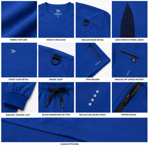 Private Label Unisex Blue Polyester <b>Scrub</b> <b>Set</b> With Zip Pockets For Hospital Use Dental Clinic Spa Beauty Salon - Product Image 6