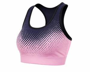 Soutien-gorge de sport dos nageur pour femme, uni, respirant, maintien élevé, écologique, séchage rapide, sans coutures, haut de fitness, col rond contrastant - Product Image 3