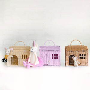 Bolsa de Casa de ratán rosa más vendida, gran cantidad, venta al por mayor, bolsas de regalo de mimbre tejidas a mano para bebés y niños - Product Image 6