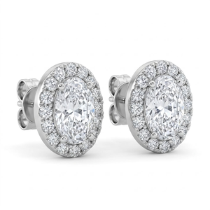 925 Sterling Silver Oval Halo Stud <b>Earrings</b> <b>moissanited</b> diamond Ear Studs for Wedding Engagement Party - Product Image 2
