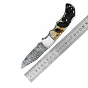 Cuchillo Plegable Profesional de Acero de Damasco de Alta Calidad con Punta Caída - OEM/ODM Personalizable, Grado Industrial, Mango de Color Personalizado - Product Image 6