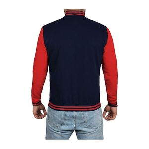 แจ็คเก็ตบอมเบอร์แบบ Letterman สำหรับผู้ชาย ผ้าขนสัตว์พรีเมียม แขนกันลม โลโก้ด้านหน้า สำหรับฤดูหนาว รับผลิตแบบ OEM ODM ปักลายโดยตรงจากโรงงาน - Product Image 3