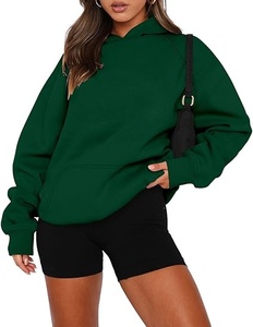 Sudadera con Capucha Verde Extra Grande, Color Sólido, Manga Larga, Forro Polar, Unisex, Ropa de Invierno, Diseño con Bolsillos, Transpirable, Ecológica - Product Image 5