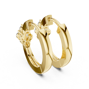 Modernos Pendientes de Aro Florales con Diamantes de Laboratorio Dorados, Elegantes Huggies con Racimo de Tréboles, Joyería de Diamantes de Lujo para el Día a Día, Regalo para Ella - Product Image 2