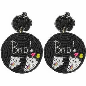 Boucles d'oreilles pendantes crâne brodées à la main avec perles de rocaille, pour fêtes d'Halloween, cadeaux, bijoux fantaisie délicats et tendance - Product Image 5