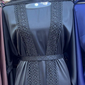 Abaya de Alta Calidad, Modesta, Estilo Dubái, con Cuentas y Lentejuelas, Manga Larga, Tradicional Musulmana, Hecha a Mano, para Boda, de Poliéster Transpirable, Cuello en V, para Mujer - Product Image 1