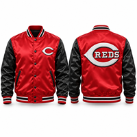 Blouson en satin style bomber pour tenues de club, vêtements d'extérieur décontractés et streetwear, avec patchs en chenille et impression sérigraphique, pour commandes en gros