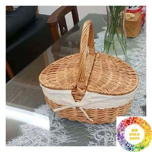 Panier de rangement en rotin tressé à la main du Vietnam, grand et petit, en rotin naturel avec poignée pour chambre, salon, cuisine - Product Image 5
