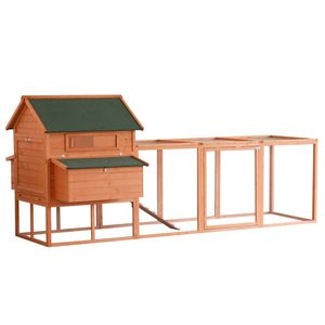 Pollaio in Legno Grande da 136,5 Pollici, Gabbia Deluxe per Conigli con Chiusura di Sicurezza, Recinto per Galline e Conigli da Giardino con Nido - Product Image 1