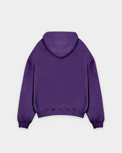 Sweat à capuche OEM pour homme, qualité supérieure, logo personnalisé, coupe ample, violet foncé, molleton épais 500 GSM en coton, pull à capuche - Product Image 6