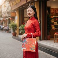 Sac fourre-tout en papier d'art de luxe, imprimé sur mesure avec votre propre logo, poignées vernies recyclables, emballage cadeau écologique et biodégradable