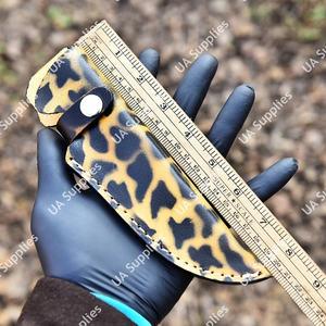 Étui à couteau en cuir imprimé léopard exotique, en cuir de vache véritable, motif camouflage, fermeture à bouton-pression, boucle de ceinture verticale, étui de chasse EDC - Product Image 5