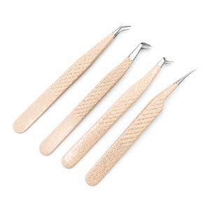 Ensemble de pinces à cils en acier inoxydable avec poignée pailletée de qualité supérieure, outil professionnel pour l'extension et l'isolation des cils, avec étui de rangement - Product Image 2