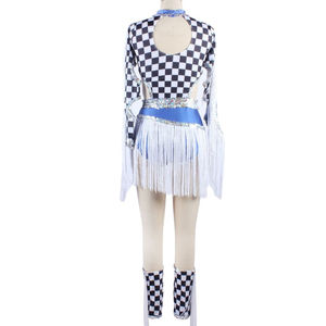 ชุดยูนิฟอร์มเต้นรำสำหรับทีมมาจอเร็ตต์คุณภาพสูงสำหรับผู้หญิง ขายส่ง พร้อมเลื่อมและพู่ห้อย ชุดเต้นรำสำหรับการแสดง - Product Image 3