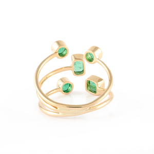 18K Yellow Gold <b>Emerald</b> Men's Eternity <b>Ring</b> with Radiant Cut Prong Setting - Product Image 4