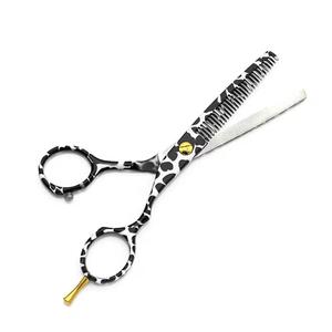 Tijeras de Entresacar con Estampado de Leopardo, Acero Inoxidable 440C, 28 Dientes, Mango Largo, Punta Redonda, para Diestros, Uso en Salón de Belleza - Product Image 2