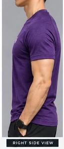 Camiseta Deportiva de Verano para Hombre, Color Morado Sólido, Cuello Redondo, Ecológica, con Serigrafía, de Secado Rápido, Tejida, 95% Algodón - Product Image 4