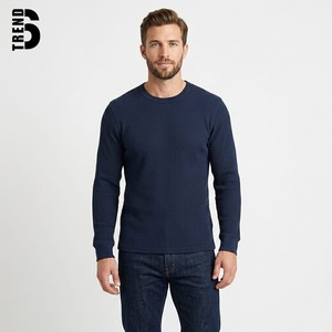 High Quality Waffle Thermal Long Sleeve <b>Shirt</b> Streetwear Crew Neck Plain Front Logo Eco-Friendly Breathable Heavyweight Unisex - Product Image 1