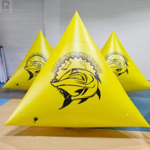 Boué<span class=keywords><strong>e</strong></span> triangulaire gonflable géante de 2 m avec texte personnalisé, boué<span class=keywords><strong>e</strong></span> lumineuse LED gonflable pour la publicité/les événements marins/l'affichage sur bateau - Product Image 3