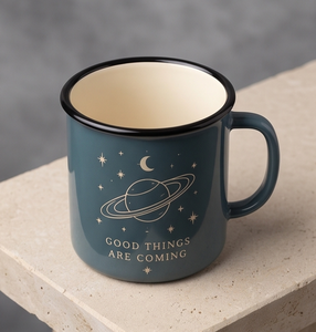Custom Printed Celestial Quote Graphic Iron Enamel <b>Mug</b> Lightweight Camping Coffee Cup with Aesthetic Planet and <b>Stars</b> - Product Image 3