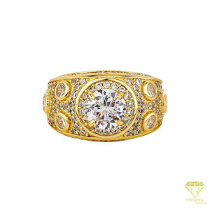 Bague audacieuse en argent sterling 925 de qualité supérieure avec diamant de laboratoire et pierre centrale ronde pour les acheteurs de bijoux en gros - Product Image 1