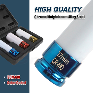 <span class=keywords><strong>3pcs</strong></span> đầy màu sắc 1/2 "ổ đĩa Hợp Kim Bánh xe sâu tác động Súng Nut ổ cắm Bộ 17-19-21mm Nylon tay áo Đài Loan Made - Product Image 6