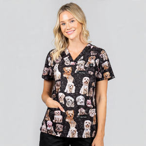 Uniforme de Toilettage pour Animaux de Compagnie en Gros, Vêtements de Travail pour Femmes, Blouse de Toilettage à Manches Courtes pour Chiens, Chemise de Toilettage pour Femmes - Product Image 3