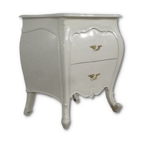 Table de chevet antique de style français, table de lampe en bois peint en blanc pour l'ameublement de la chambre à coucher classique et des meubles de maison